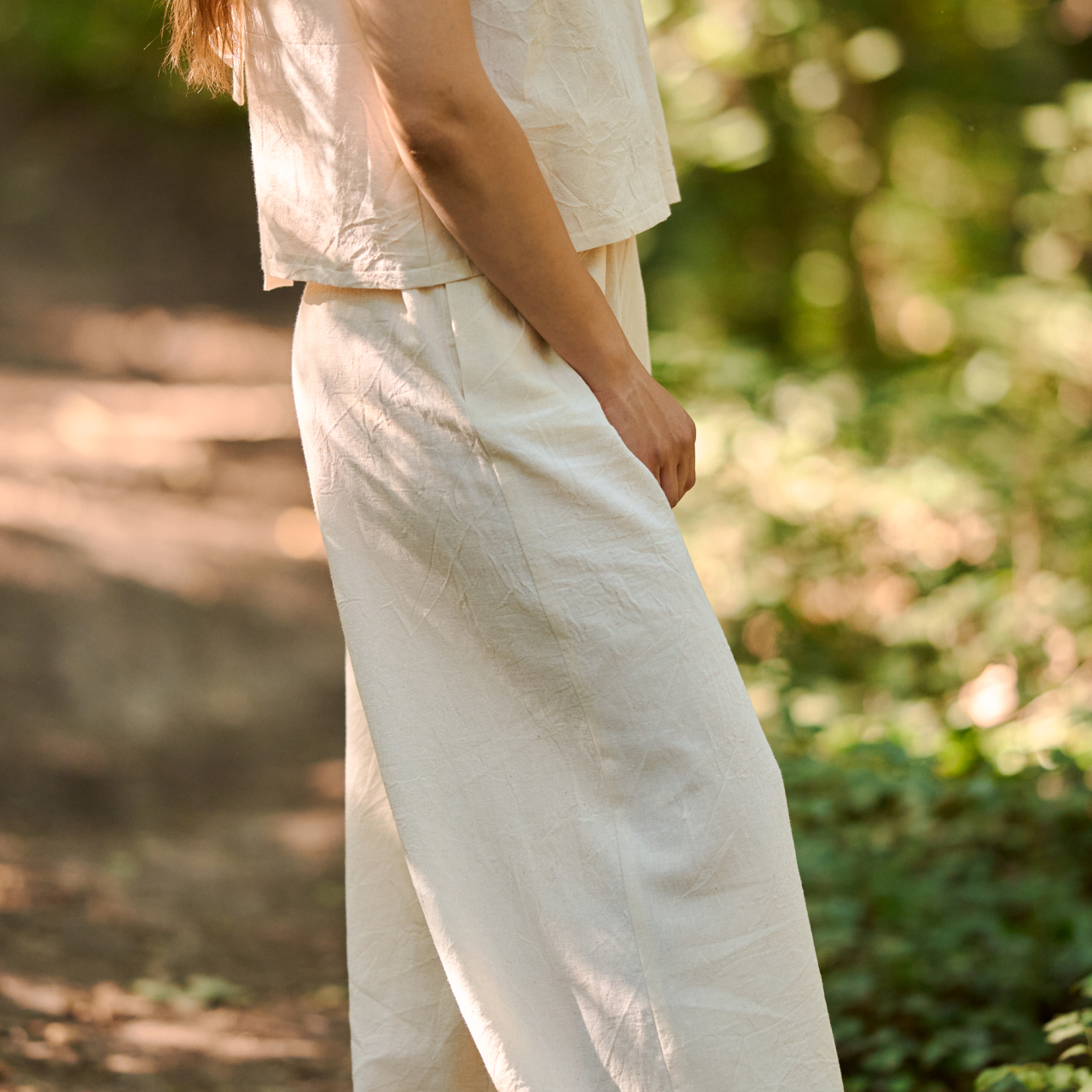 Pantaloni lungi lejeri de vara natur [4]