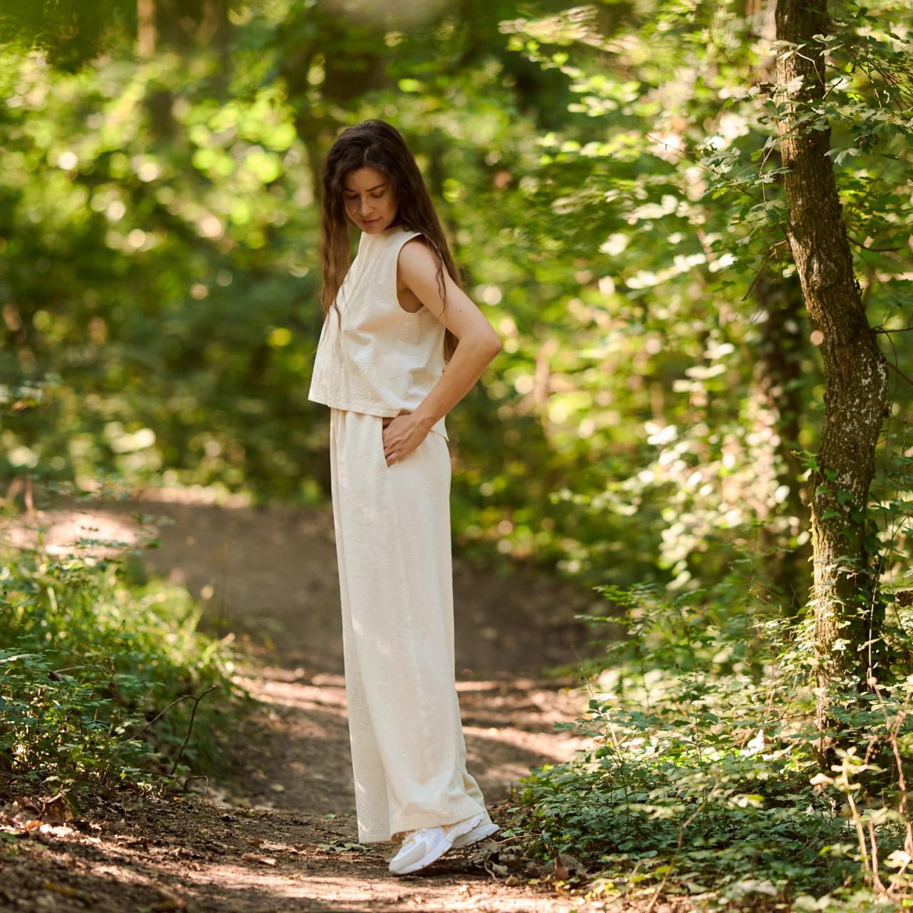Pantaloni lungi lejeri de vara natur [8]