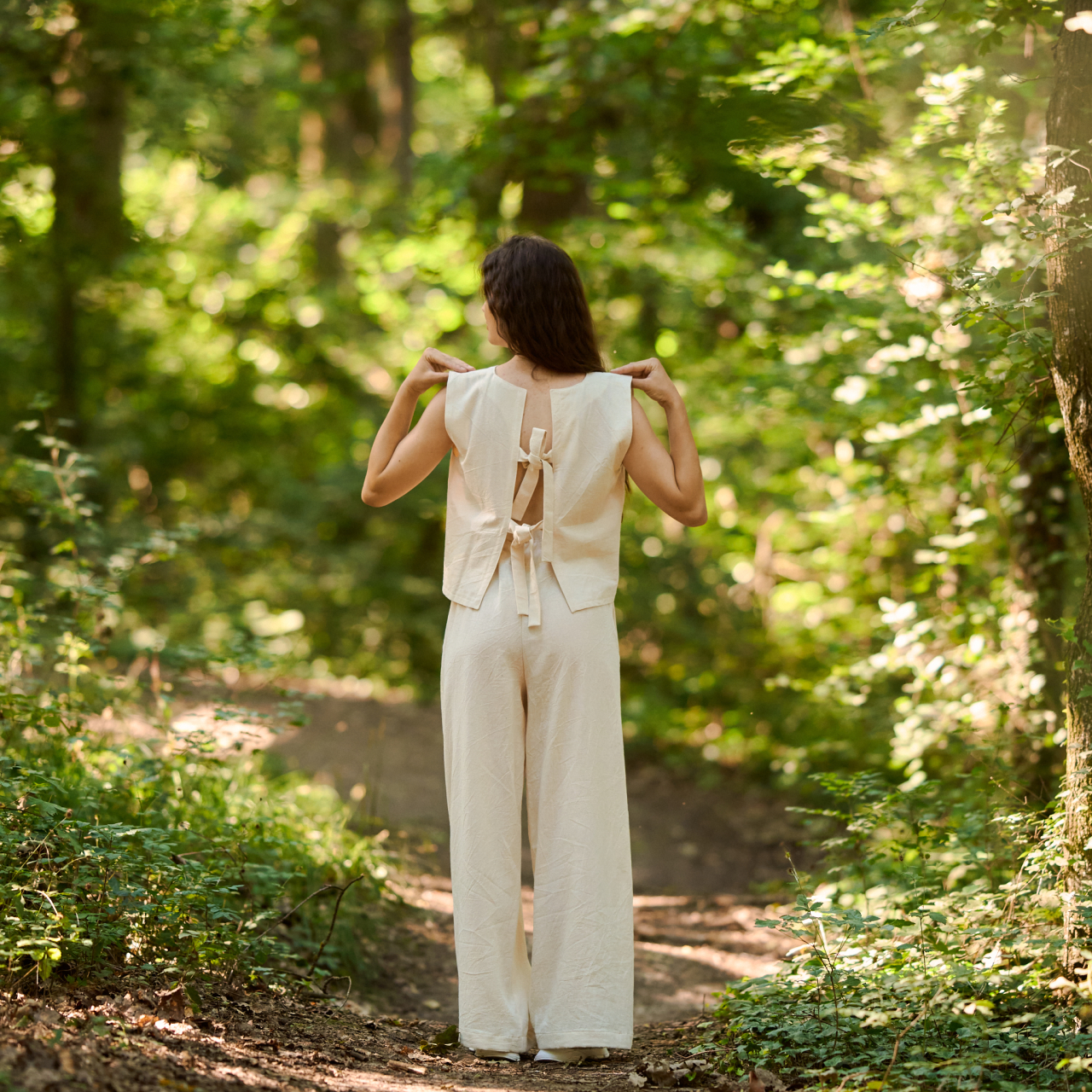 Pantaloni lungi lejeri de vara natur [3]