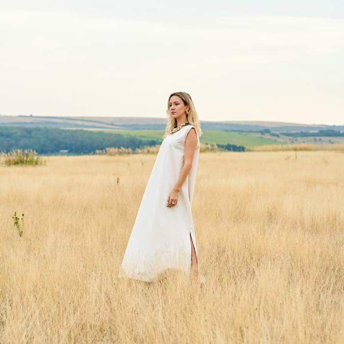 Rochie lungă din bumbac natural 100%, culoare natur - Confortabilă și elegantă [3]