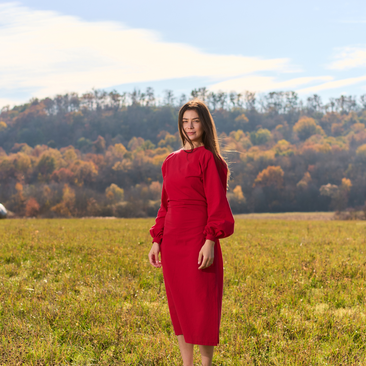 Rochie bumbac natural cu snur reglabil in talie [4]