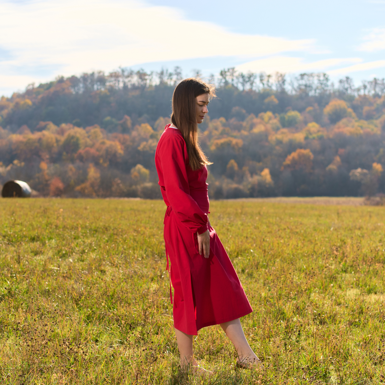 Rochie bumbac natural cu snur reglabil in talie [3]