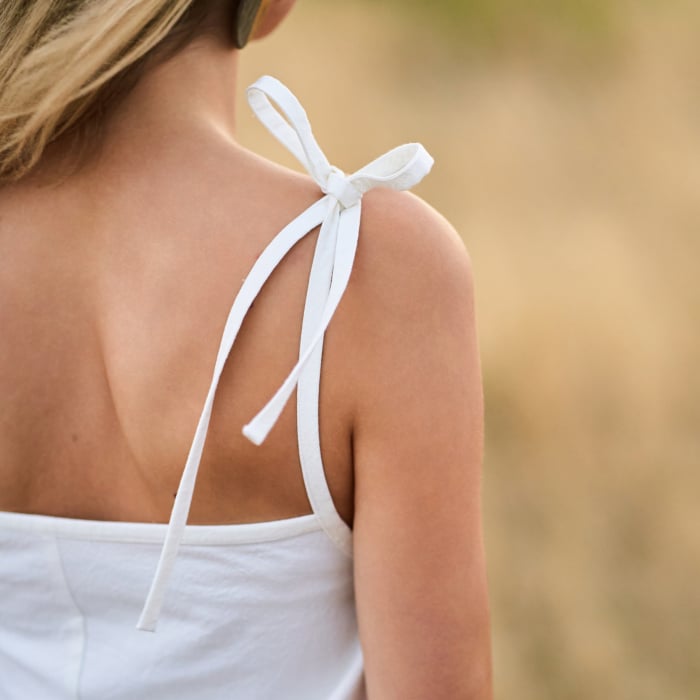 Rochie de Vară din Bumbac Natural – Detalii cu Fundițe pe Umeri [7]