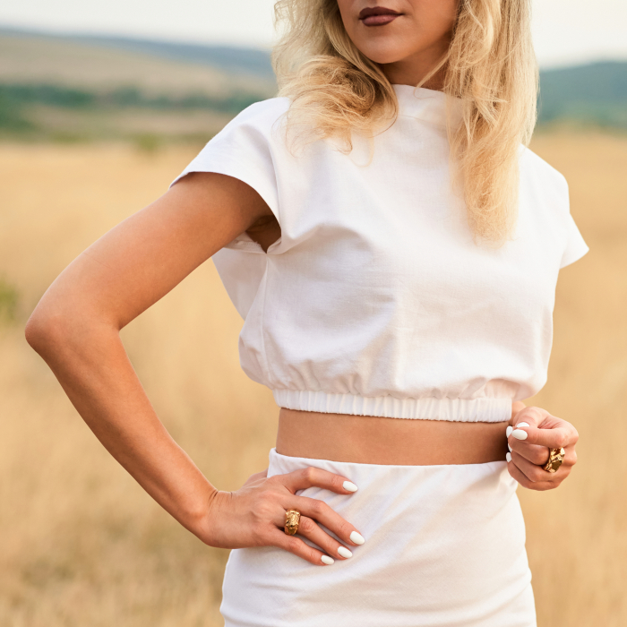 Top Elegant din Bumbac cu Elastic și Fundiță la Spate [4]