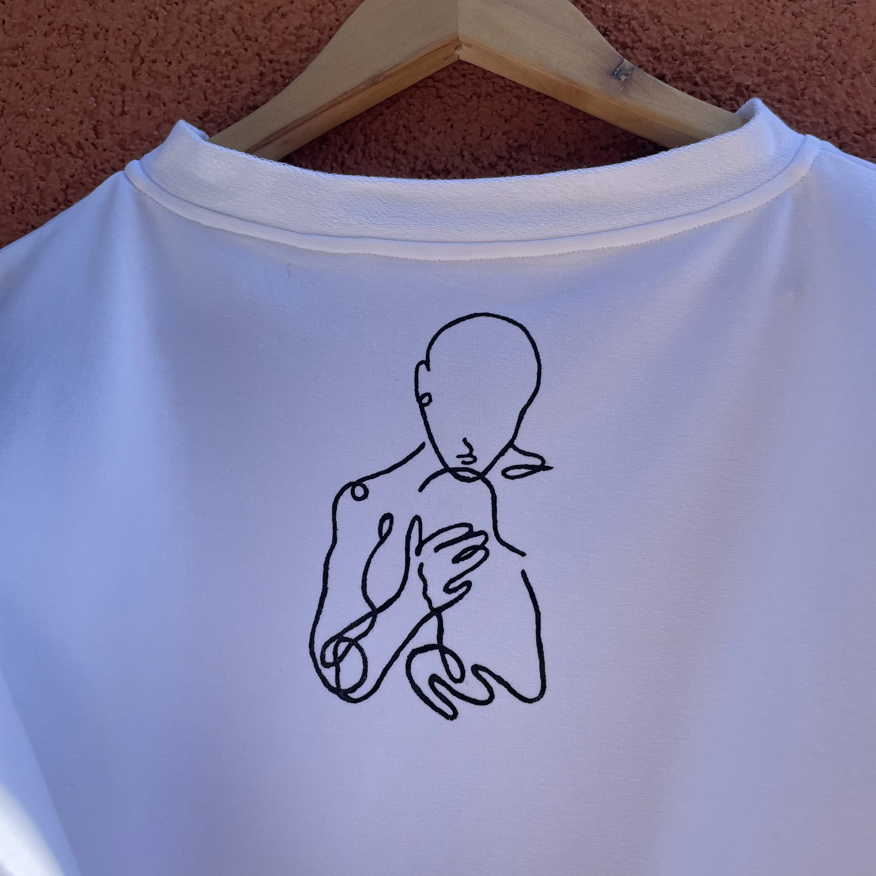 Tricou alb pictat manual mama si bebe [4]