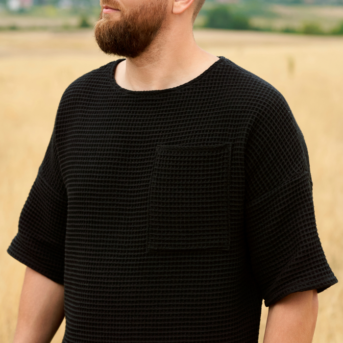 Tricou din Bumbac Waffle cu Buzunar Aplicat [5]