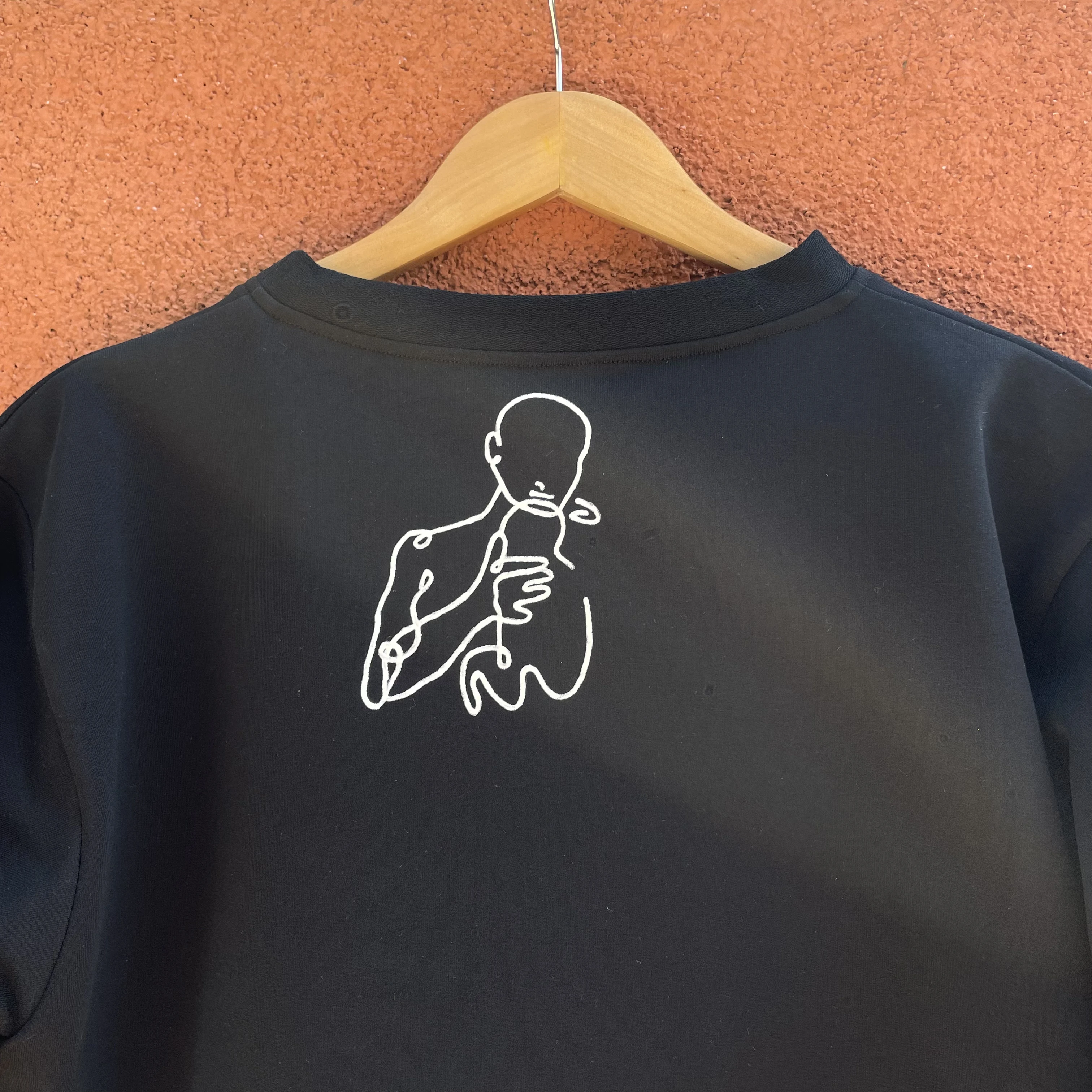 Tricou negru pictat manual mama si bebe [3]
