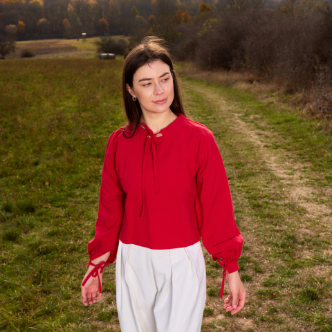 Bluza bumbac rosu Dariana [4]