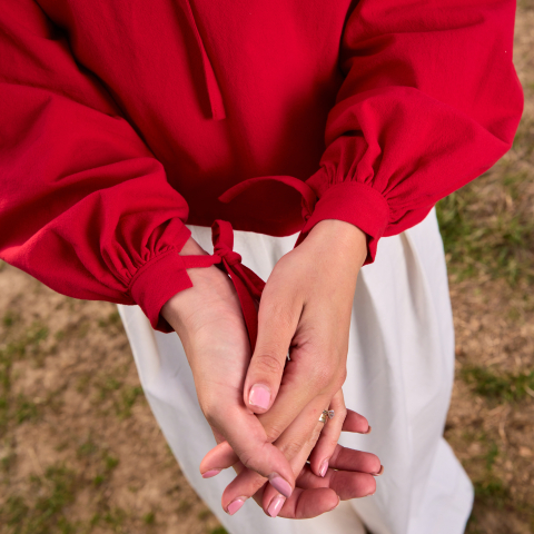 Bluza bumbac rosu Dariana [3]