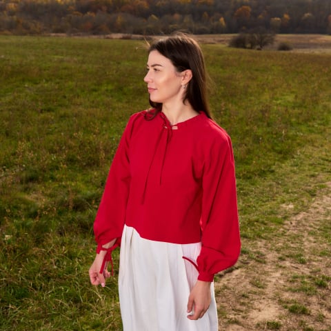 Bluze rafinate - Bluza bumbac rosu Dariana