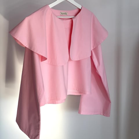 Femei - Bluza bumbac roz cu guler Bujor