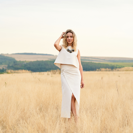 Femei - Fustă Petrecută din Bumbac Natural – Elegantă și Lejeră pentru Vară