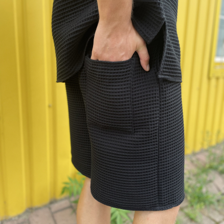 Pantaloni scurți bumbac waffle cu elastic si buzunar [3]