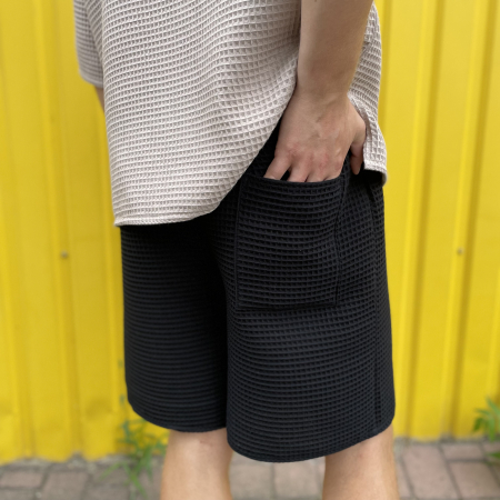 Pantaloni scurți bumbac waffle cu elastic si buzunar [4]