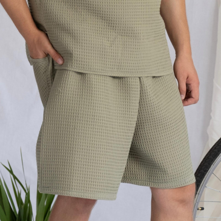 Pantaloni scurți bumbac waffle cu elastic si buzunar [1]
