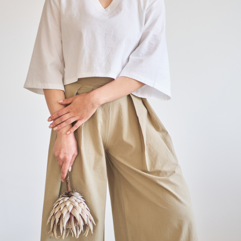 Pantaloni damă largi din bumbac natural cu fermoar ascuns – Confort și eleganță [3]
