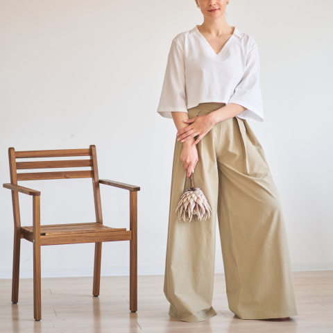 Femei - Pantaloni damă largi din bumbac natural cu fermoar ascuns – Confort și eleganță