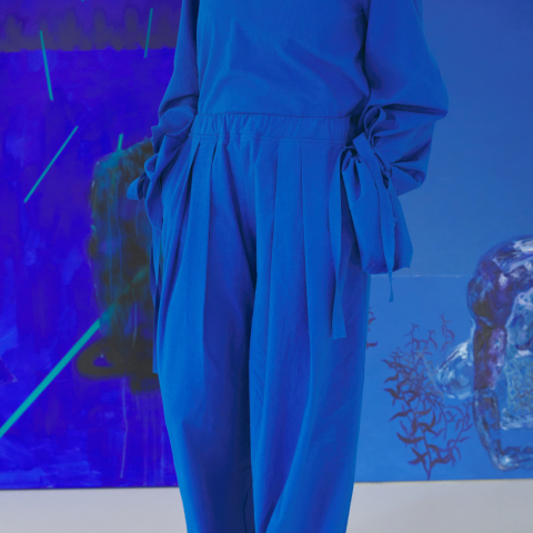 Pantaloni largi din bumbac cu talie elastică și buzunare - Casual & confortabili [1]