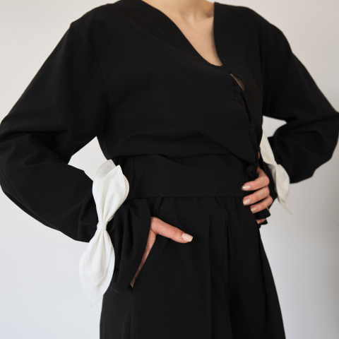 Pantaloni largi din bumbac cu talie elastică și buzunare - Casual & confortabili [1]