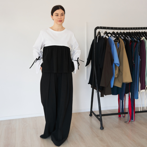 Pantaloni largi din bumbac cu talie elastică și buzunare - Casual & confortabili [6]