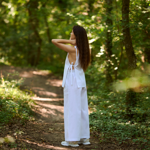 Pantaloni lungi lejeri de vara albi [2]