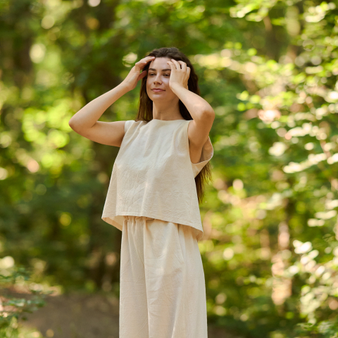 Pantaloni lungi lejeri de vara natur [6]