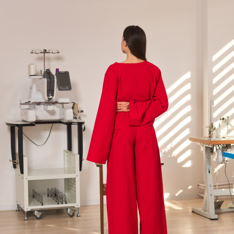 Pantaloni damă largi din bumbac natural cu fermoar ascuns – Confort și eleganță [1]