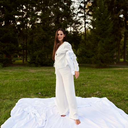 Pantaloni de pijama din muselină organică – lungi & lejeri [3]