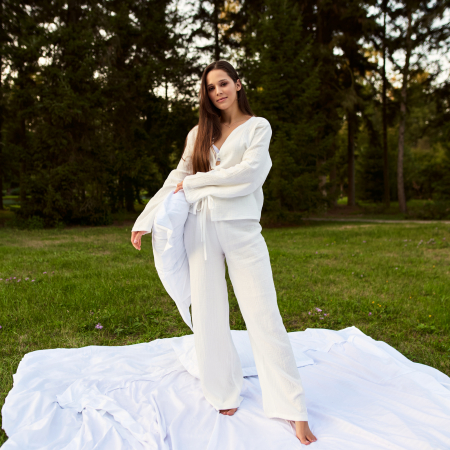 Pantaloni atemporali - Pantaloni de pijama din muselină organică – lungi & lejeri