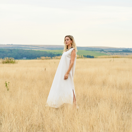 Rochie lungă din bumbac natural 100%, culoare natur - Confortabilă și elegantă [2]