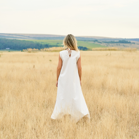 Rochie lungă din bumbac natural 100%, culoare natur - Confortabilă și elegantă [5]