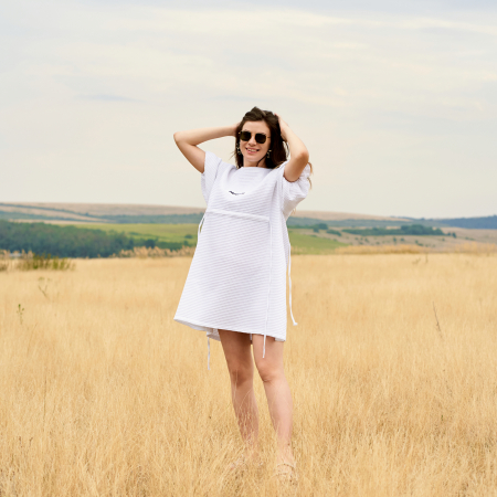 Rochie de Vară Oversized din Bumbac Waffle cu Șnur [3]