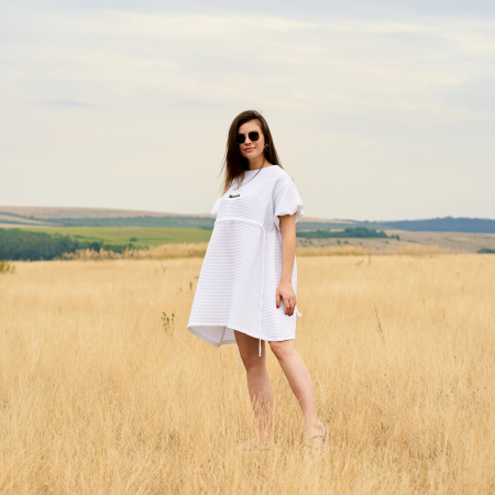 Rochie de Vară Oversized din Bumbac Waffle cu Șnur [2]