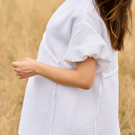 Rochie de Vară Oversized din Bumbac Waffle cu Șnur [6]