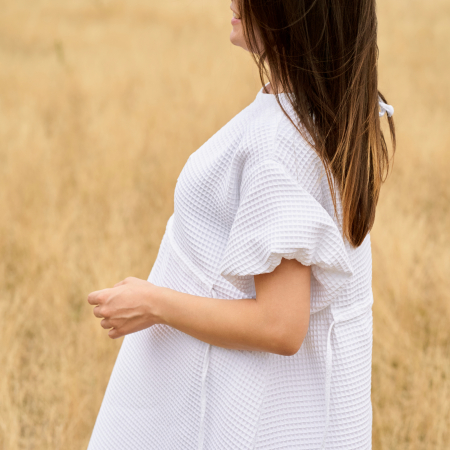 Rochie de Vară Oversized din Bumbac Waffle cu Șnur [4]