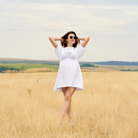 Rochie de Vară Oversized din Bumbac Waffle cu Șnur [1]