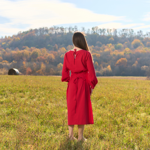 Rochie bumbac natural cu snur reglabil in talie [1]