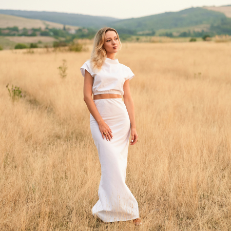 Set Fustă Maxi și Top cu Elastic la Talie  – Bumbac 100% [2]