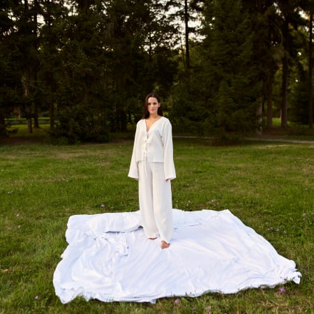 Outfit complet - Set pijama din muselină organică – bluză cu mânecă lungă & pantaloni lungi