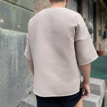 Tricou din Bumbac Waffle cu Buzunar Aplicat [3]