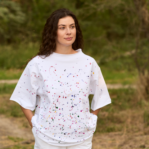 tricou pictat manual abstract oversized [2]