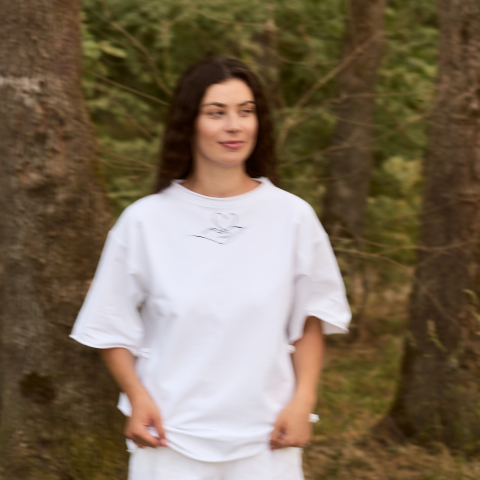 tricou pictat manual palma inima stilizata minimalist bumbac [2]