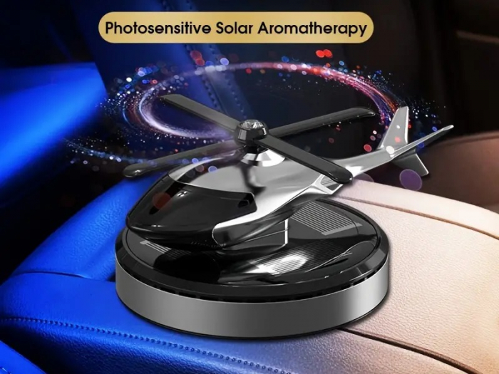 Odorizant Auto Elicopter - Cu Incarcare Solara, Baza Antiderapanta, Ulei Esential si Pipeta Inclusa [2]