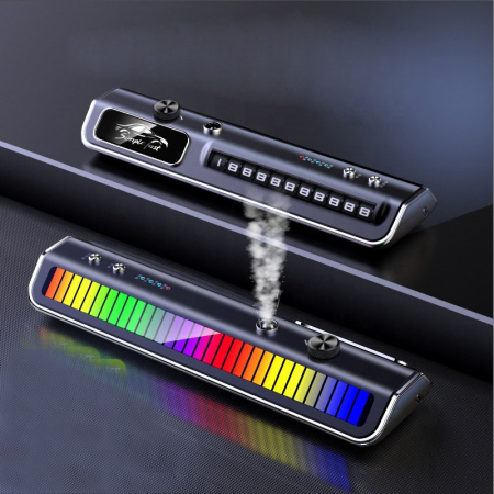 Toate Produsele - Odorizant Auto Inteligent 3 in 1 cu LED Reactiv la Muzica si Numar Telefon