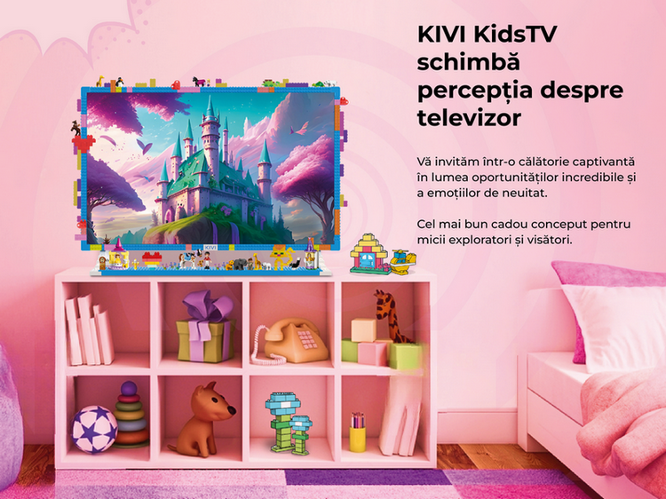 Televizor KIVI 32" LED SMART TV KidsTV 1920x1080 FHD Android TV Albastru (32'' DLED 1920x1080 FHD, SMART TV (Android TV 11), 3x HDMI, 2x USB, Headphone jack 3.5 mm, WiFi, DVB-T/T2/C, OSD Language: ENG, RU, RO, Speakers 2x8W Dolby Audio, Smart remote control with Voice control, VESA 200x100, 4.5 Kg) [7]