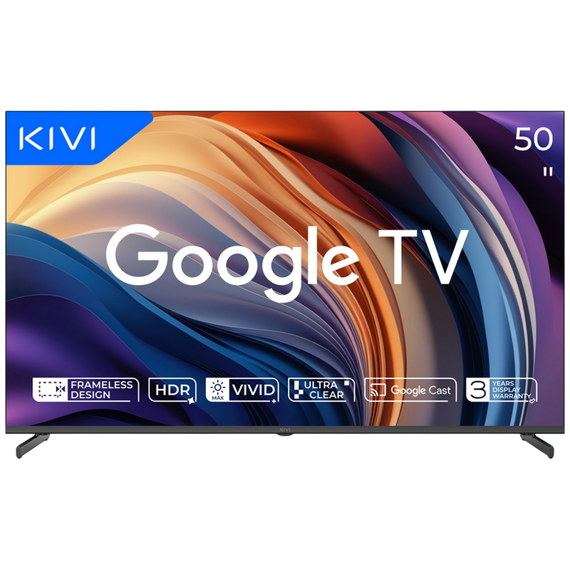 Tелевизор KIVI 50" LED SMART TV 50U710QB Real 4K 3840x2160 Google TV Чёрный (50' Super MVA, 3840x2160 4K UHD, SMART TV (Google TV), Wi-Fi 5G, Headphone jack 3.5 mm, 4х HDMI 2.1, 2х USB, Bluetooth 5.1, DVB-T/T2/C, Sound by JVC, Speakers 2x12W Dolby Audiol, BT+IR Smart remote control, KIVI Media, Game Mode, OSD Language: ENG, RU, RO, VESA 200x200, 10.6 Kg) [9]