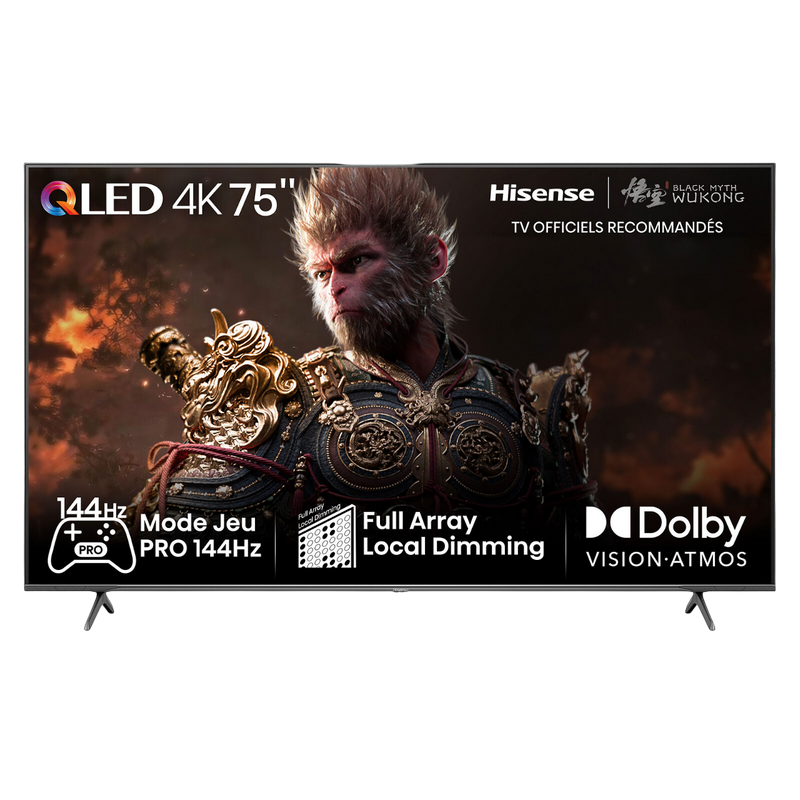 Televizor Hisense 75" LED SMART TV 75E7NQ PRO QLED 4K 3840x2160 VIDAA OS Negru 75'' VA, DLED, 3840x2160 UHD Quantum Dot Display, 144 Hz, SMART TV (VIDAA U OS), 4 HDMI 2.0, 2 USB, Dolby Vision, HDR10+, HLG, Wi-Fi (802.11ac, dual-band (2.4G and 5G), DVB-T/T2/C/S2, OSD Language: ENG, RU, RO, Speakers 2x8W Dolby Audio, VESA 400x300, 25,2 Kg) [1]