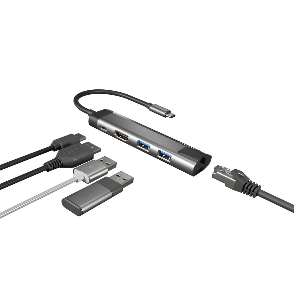 Natec Fowler Go USB-C Multiport Adapter 5 în 1 2x USB 3.0 Hub, HDMI 4K, USB-C PD, RJ45 [3]