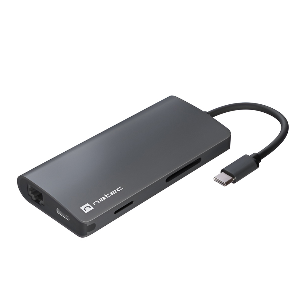 Natec Fowler Plus Hub USB-C Мультипорт Адаптер 8 в 1 Natec Fowler 2 V2 3x USB 3.0 Hub, HDMI 4K, USB-C, RJ45, SD, Micro SD [2]