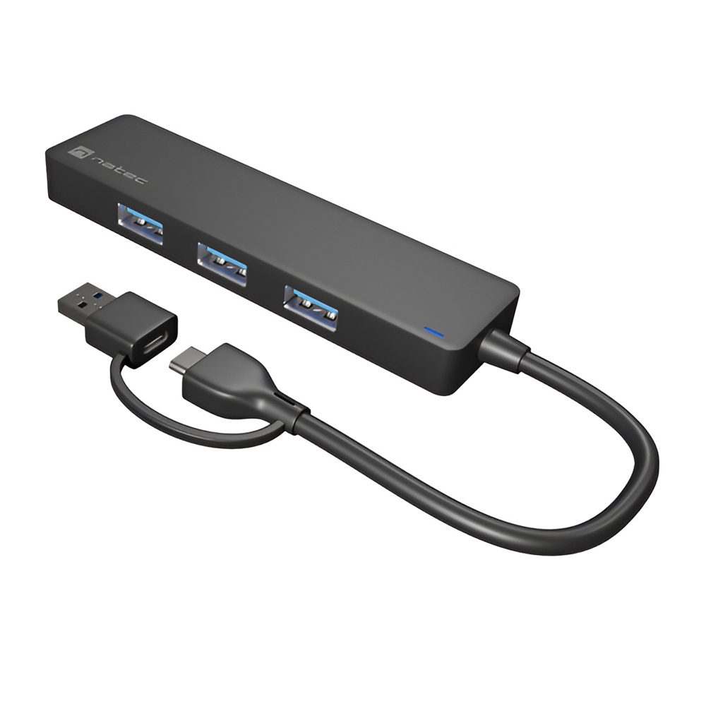 Natec Mayfly 4-Port Black + USB-A адаптер [2]